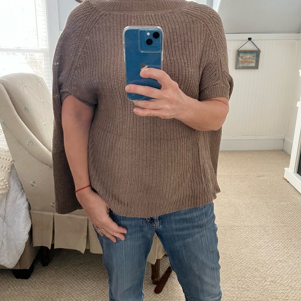 Brown Knit Dolman Style Turtle Neck Sweater Cape - Picture 10 of 10